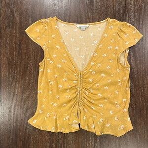 American Eagle Outfitters Mustard Floral Blouse